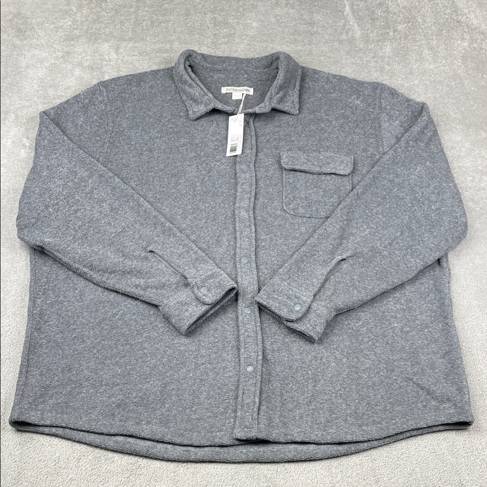 NEW Outerknown XXXL Hightide Snap Shirt Unisex Fleece Gray Button-Up Shirt